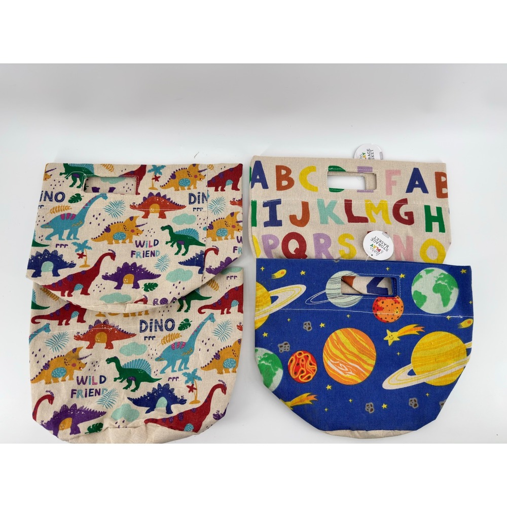 Learn & Play 4pc Storage Basket Set Dinosaur Alphabet Space Fabric Toy Bins